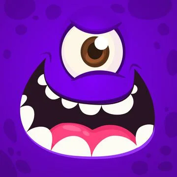 Funny cartoon monster face. Vector illustration Stock Illustration