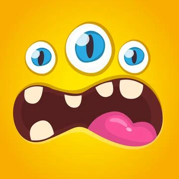 Funny cartoon monster face. Vector illustration Stock Illustration