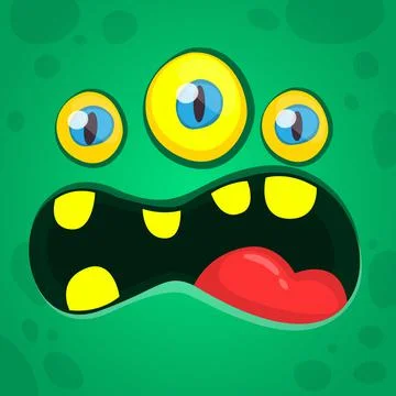Funny cartoon monster face. Vector illustration Stock Illustration