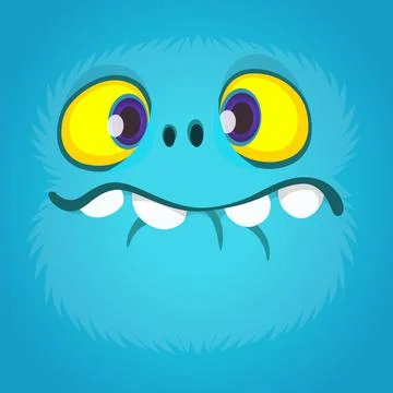 Funny cartoon monster face. Vector illustration Stock Illustration