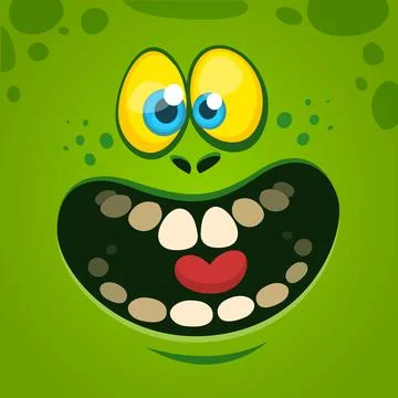 Funny cartoon monster face. Vector illustration Stock Illustration
