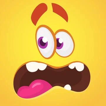 Funny cartoon monster face. Vector illustration Stock Illustration