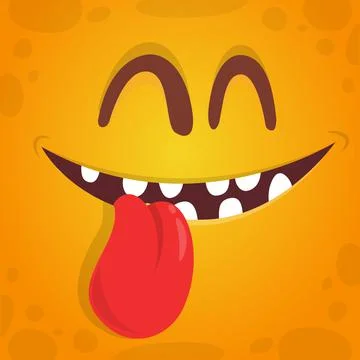 Funny cartoon monster face. Vector illustration Stock Illustration