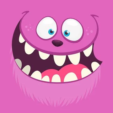 Funny cartoon monster face. Vector illustration Stock Illustration