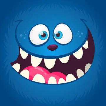 Funny cartoon monster face. Vector illustration Stock Illustration