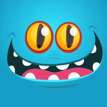 Funny cartoon monster face. Vector illustration Stock Illustration