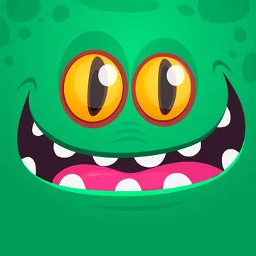 Funny cartoon monster face. Vector illustration Stock Illustration