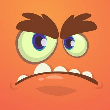 Funny cartoon monster face. Vector illustration Stock Illustration