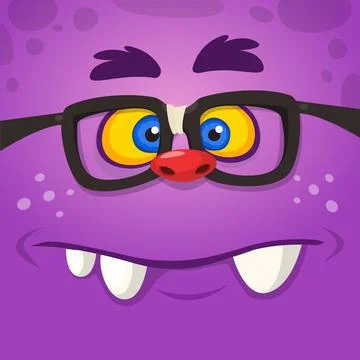 Funny cartoon monster face. Vector illustration Stock-Illustration