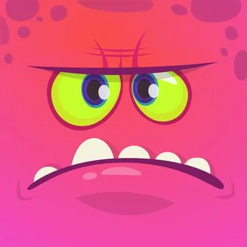 Funny cartoon monster face. Vector illustration Illustrazione stock