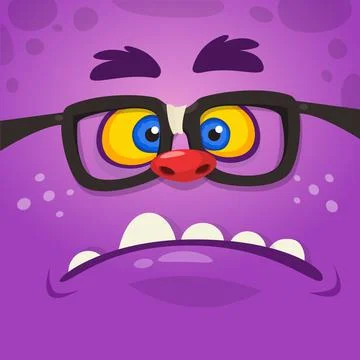 Funny cartoon monster face. Vector illustration Stock Illustration