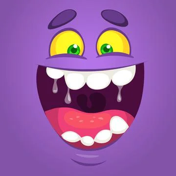 Funny cartoon monster face. Vector illustration Stock Illustration