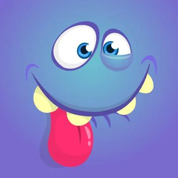 Funny cartoon monster face. Vector illustration Stock Illustration