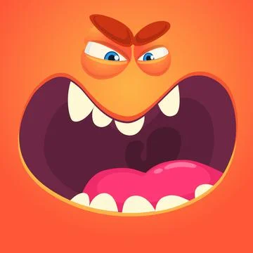 Funny cartoon monster face. Vector illustration Illustrazione stock