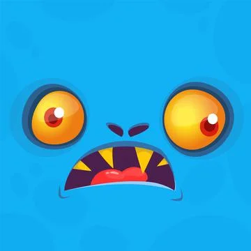 Funny cartoon monster face. Vector Halloween monster square avatar Stock Illustration