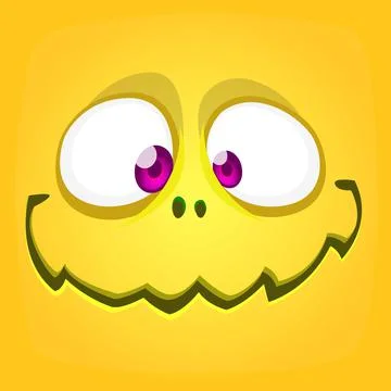 Funny cartoon monster face. Vector Halloween monster square avatar Stock Illustration