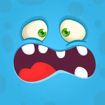 Funny cartoon monster face. Vector monster square avatar Stock Illustration