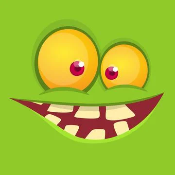 Funny cartoon monster face. Vector monster square avatar Stock Illustration