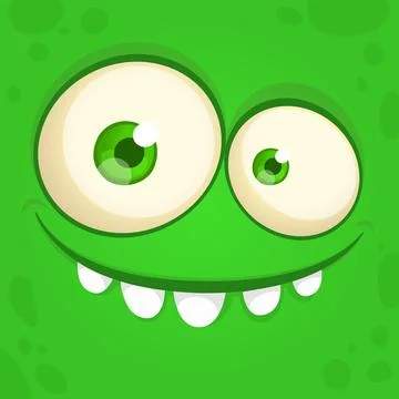 Funny cartoon monster face. Vector monster square avatar Stock Illustration