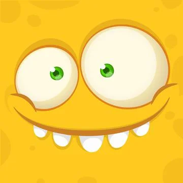 Funny cartoon monster face. Vector monster square avatar Stock Illustration