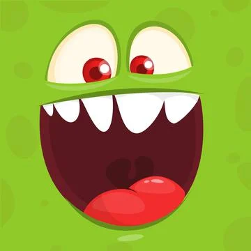 Funny cartoon monster face. Vector monster square avatar Stock Illustration