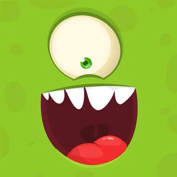 Funny cartoon monster face. Vector monster square avatar Stock Illustration