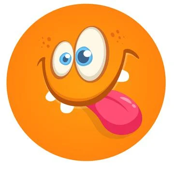 Funny cartoon monster face. Vector monster square avatar Stock Illustration
