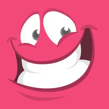 Funny cartoon monster face. Vector monster square avatar Stock Illustration