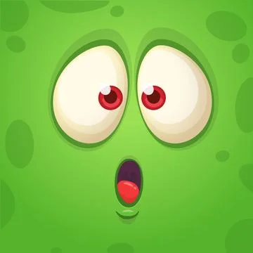 Funny cartoon monster face. Vector monster square avatar Stock Illustration
