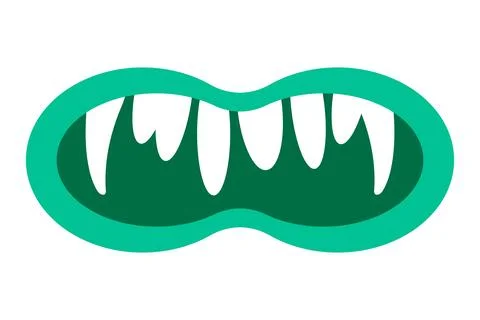 Funny cartoon monster mouth. Creature lips with teeth and fangs. Mouth mask Illustrazione stock