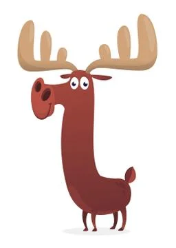 Funny  cartoon moose character. Vector moose illustration isolated. Stock Illustration