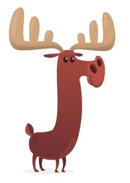 Funny  cartoon moose character. Vector moose illustration isolated. Stock Illustration