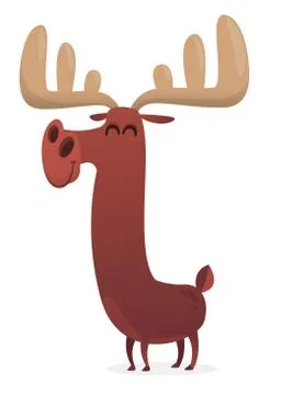 Funny  cartoon moose character. Vector moose illustration isolated. Stock Illustration