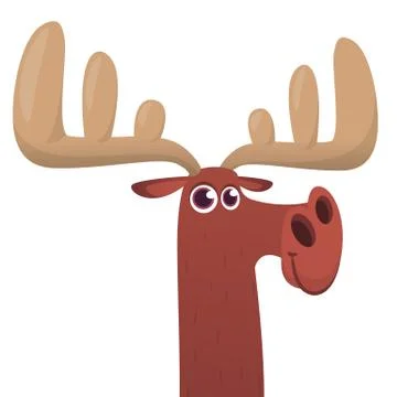Funny  cartoon moose character. Vector moose illustration isolated. Stock Illustration