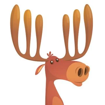 Funny cartoon moose. Vector moose character illustration Illustrazione stock