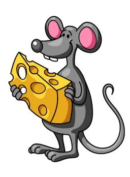 Funny cartoon mouse with cheese Stock Illustration