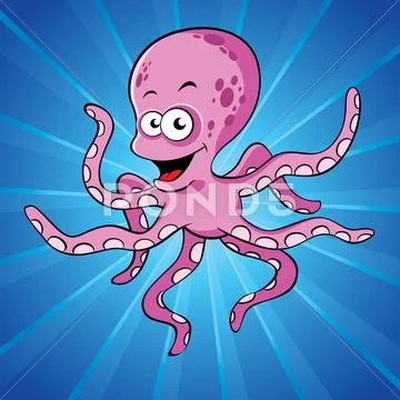 Funny cartoon octopus Stock Illustration