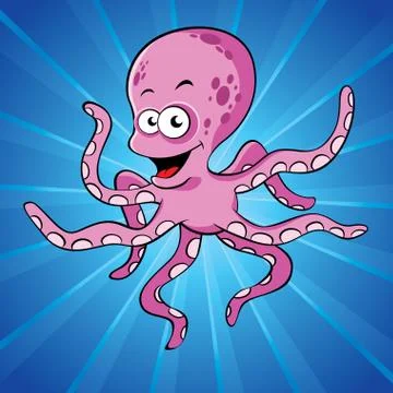 Funny cartoon octopus Illustrazione stock