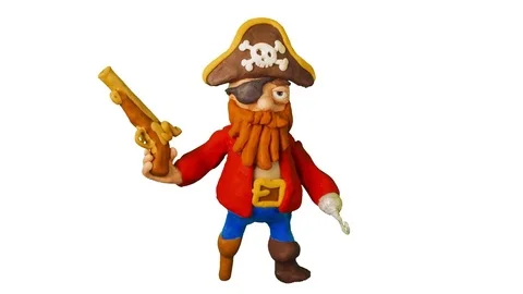 Funny Cartoon Pirate speak. Loop. Clay animation. 4K Stock Footage 73662577