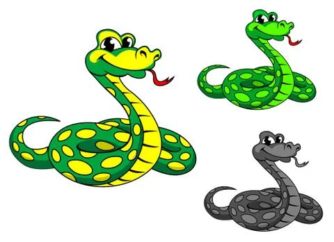 Funny cartoon python snake 스톡 일러스트