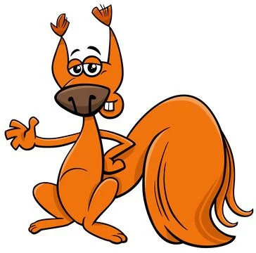 Funny cartoon red squirrel comic animal character Stock Illustration
