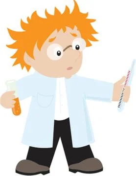 Funny cartoon scientist Stock Illustration