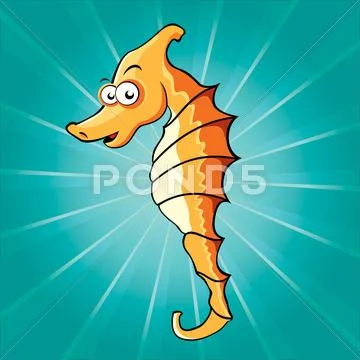 Funny cartoon seahorse Stock Illustration