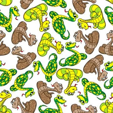 Funny cartoon snakes seamless pattern background 스톡 일러스트