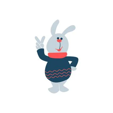 Funny cartoon toy hare vector Stock Illustration