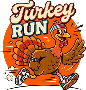 Funny Cartoon Turkey Running Marathon Ilustração Stock