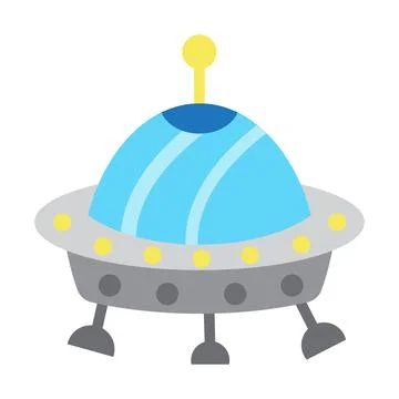 Funny cartoon UFO ship, vector illustration in flat style. Alien space ship Stock Illustration