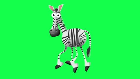 Funny Cartoon Zebra Walking Loop Animation on Green Screen Background Stock Footage 318178102