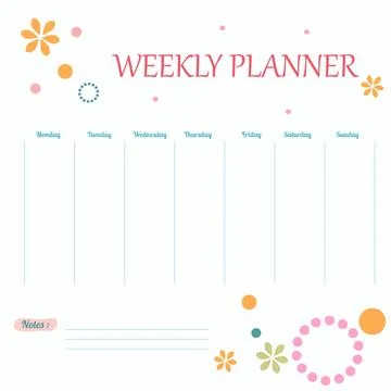 Funny casual weekly palnner. Vector illustraton Stock Illustration