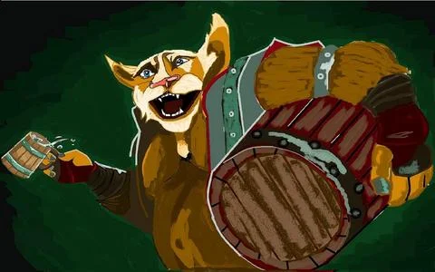 Funny cat with a barrel Stock Illustration